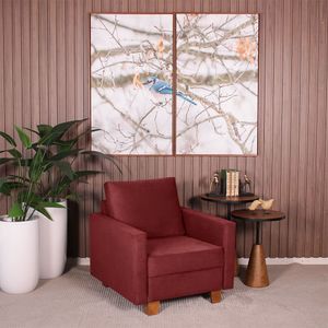 Poltrona Decorativa Para Sala Veludo Plaza Bordô - Straub Web