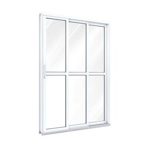 Porta De Aço De Correr Lateral Com Travessa 3 Folhas 213X200Cm Aço Pronto Riobras Branco