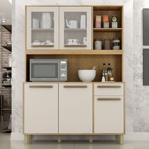 Armário Para Cozinha 5 Portas 1 Gaveta Rubi Valdemóveis Cinamomo/Off White