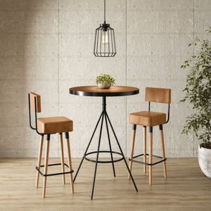 Conjunto Mesa Bistrô E 2 Banquetas Barcelona Salaone Marrom/Preto
