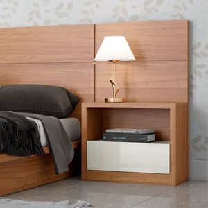 Mesa De Cabeceira 67Cm 01 Gaveta Nature Dalla Costa Freijó/Off White