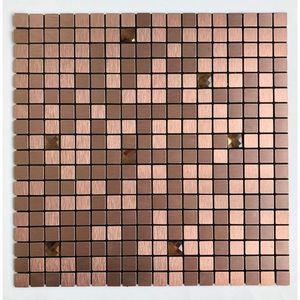 Pastilha De Metal Autocolante 30X30Cm Glass Mosaic Bronze Escuro/Escovada
