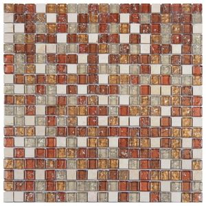 Pastilha Marmore E Vidro 30X30Cm Glass Stone Glass Mosic Vermelho
