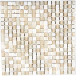 Pastilha Mármore E Vidro 31X31Cm Glass Stone Glass Mosic Creme
