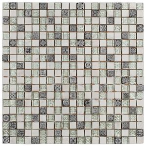 Pastilha Mármore E Vidro 31X31Cm Glass Stone Glass Mosic Branco