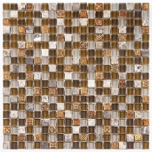 Pastilha Mármore E Vidro 31X31Cm Glass Stone Glass Mosic Marrom