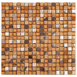 Pastilha Marmore/Vidro/Metal 31X31Cm Glass Stone Glass Mosic Mostarda