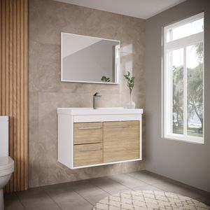 Gabinete Para Banheiro Mdf 60Cm Com Cuba Potenza Riverzza Berlin