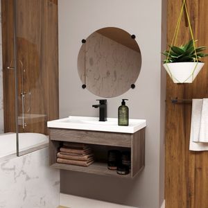 Gabinete Para Banheiro Mdf 60Cm Com Cuba Livorno Riverzza Munique
