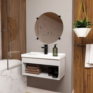 Gabinete Para Banheiro Mdf 60Cm Com Cuba Livorno Riverzza Lineo