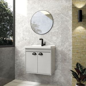 Gabinete Para Banheiro Mdf 50Cm Com Cuba Siena Riverzza Lineo