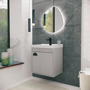 Gabinete Para Banheiro Com Cuba 40Cm Em Mdf Cremona Rivezza Lineo