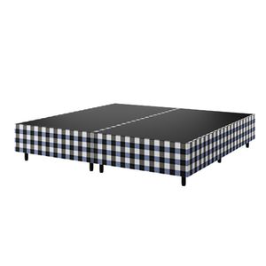 Base Box King Zeus Viero 25X193X203Cm Azul Xadrez