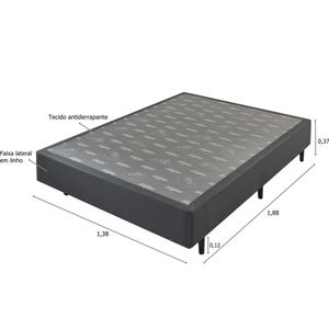Base Box Somiê Casal Linho Uni Ecoflex 37X138X188Cm Cinza/Grafite