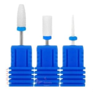 Kit 3 Broca Cerâmica Profissional Unha Gel Acrigel Porcelana