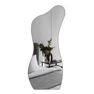 Espelho Orgânico Grande Corpo Inteiro 170X70 Couro Moderno Rei Dos Vidros Caramelo