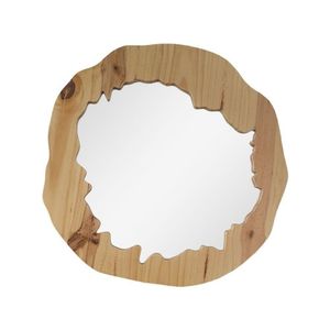 Espelho Emoldurado Tronco Pinus Amadeirado 35Cm Orgânico Freijó