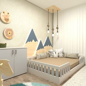 Kit Com Cama Casal E Armário Baixo Montessoriano Yescasa Branco/Cinza Cristal