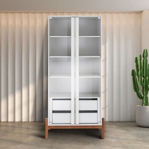 Cristaleira 2 Portas 2 Gavetas Mdf Tiê Off White