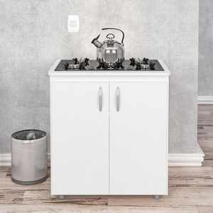 Balcão Para Cooktop 2 Portas E Tampo Ajustável Natal Politorno Branco