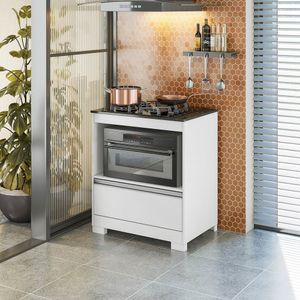 Balcão Para Cooktop 4 Bocas Nt 3110 Notável Móveis Branco New/Granito