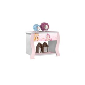 Mesa De Cabeceira Lara Princesa Branco/Rosa