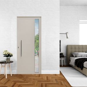 Porta De Alumínio Lambril 210X80Cm Com Visor E Puxador Lado Direito Branco