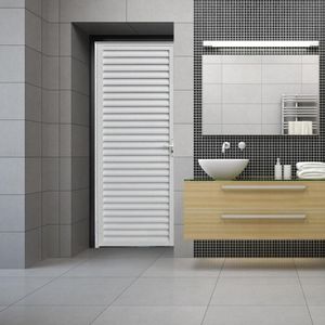 Porta De Alumínio Palheta 210X90Cm Lado Direito Branco