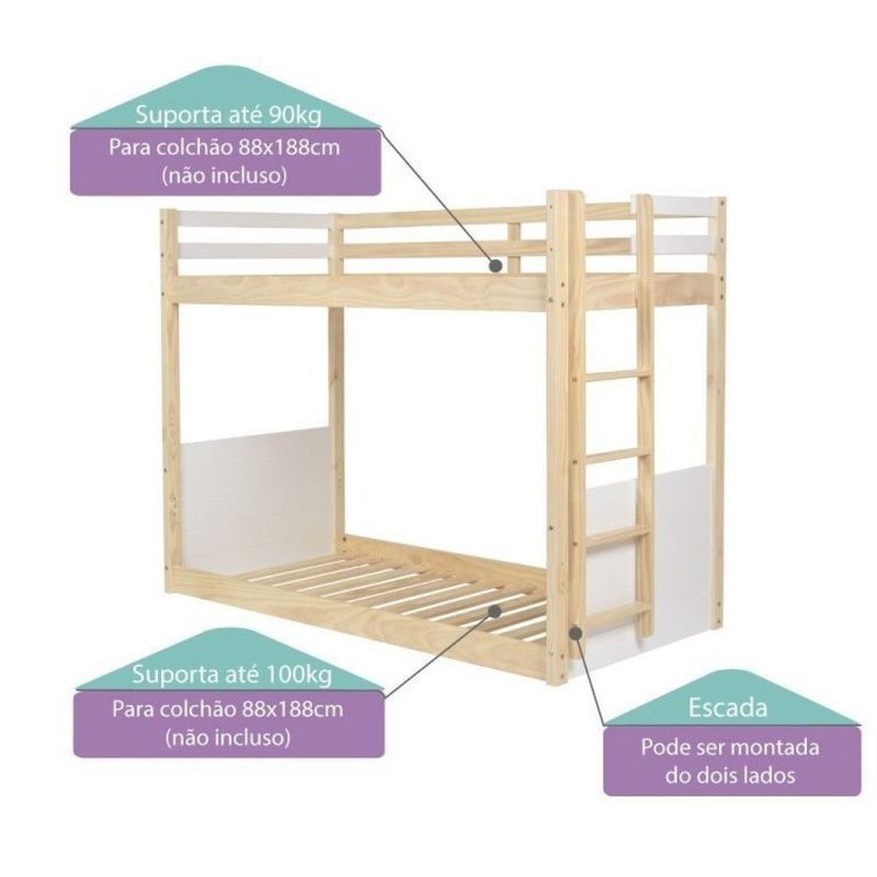 Beliche Infantil Montessoriana Garden com Escada Lateral e