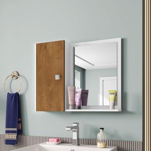 Espelheira Para Banheiro 1 Porta Gênova Móveis Bechara Branco/Naturalle