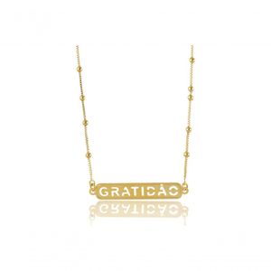 Colar Com Corrente Com Pingente Gratidão Folheado Ouro 18k