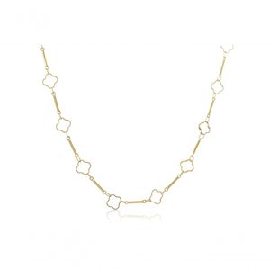 Colar Com Corrente Detalhada Com Flor Vazada Folheado Em Ouro 18k