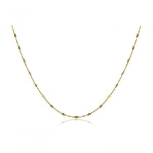 Colar Com Corrente Folheada Em Ouro Com Intervalos De Mini Corações Folheado Em Ouro 18k