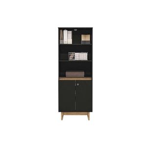 Estante Para Sala Los Angeles C/ 2 Portas E 3 Prateleiras Preto/carvalho - Politorno
