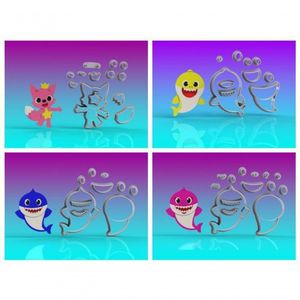 Cortador Kit Baby Shark Corpo 4 Personagens Tamanho 6Cm