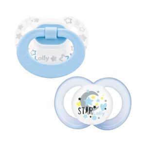 Kit 2 Chupetas - Silicone - Dia E Noite - 6m - Azul - Lolly Kinddy