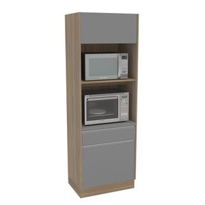 Torre Quente 2 Portas 1 Gaveta 2 Nichos Para Forno Campanele Menu Kitchen Politorno Castanho/Cinza