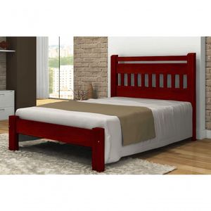 Cama De Casal Antares De Madeira Maciça Angelim Pedra/tauari - Cor Mogno