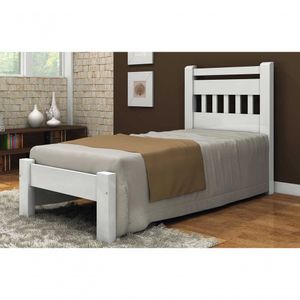 Cama De Solteiro Antares De Madeira Maciça Angelim Pedra/tauari - Cor Branco
