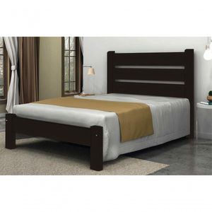 Cama De Casal Maiorca De Madeira Maciça Angelim Pedra/tauari - Cor Tabaco