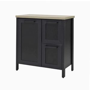Aparador Buffet Ditália 1 Porta e 2 Gavetas com Espelho Bn-01 Preto