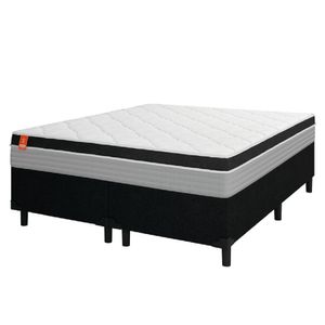 Cama Box Casal Queen Colchão Molas Ensacadas 158x198x65cm Preto/Cinza Suporta Até 130kg Por Pessoa