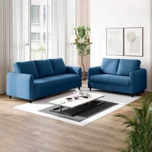 Conjunto Sofá Orquídea 2 E 3 Lugares Em Veludo Azul