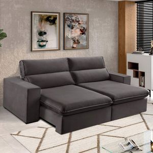 Sofá 2 Lugares 230Cm Retrátil E Reclinável Free Veludo Cinza