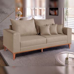 Sofá 3 Lugares 190Cm Viena Suede/Bege