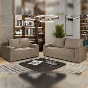 Conjunto Sofá 2 E 3 Lugares Urban Suede/Bege