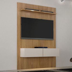 Estante Home Suspenso Frisado Para Tv Até 50 Polegadas Curitiba Valdemóveis Cinamomo/off White