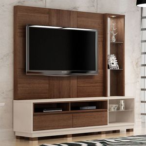 Estante Home Para Tv Até 65 Polegadas 2 Gavetas 2 Nichos Nevada Valdemóveis Chocolate/off White