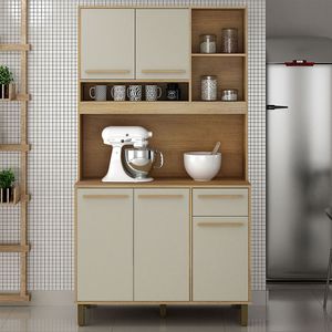 Armário De Cozinha 5 Portas 1 Gaveta E Nichos Ametista Valdemóveis Cinamomo/off White