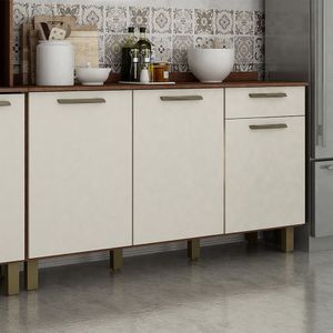 Balcão De Cozinha 3 Portas 1 Gaveta 120 Cm Zafira Valdemóveis Chocolate/off White
